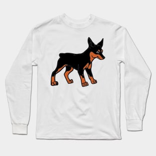 doberman pinscher black and rust cartoon Long Sleeve T-Shirt